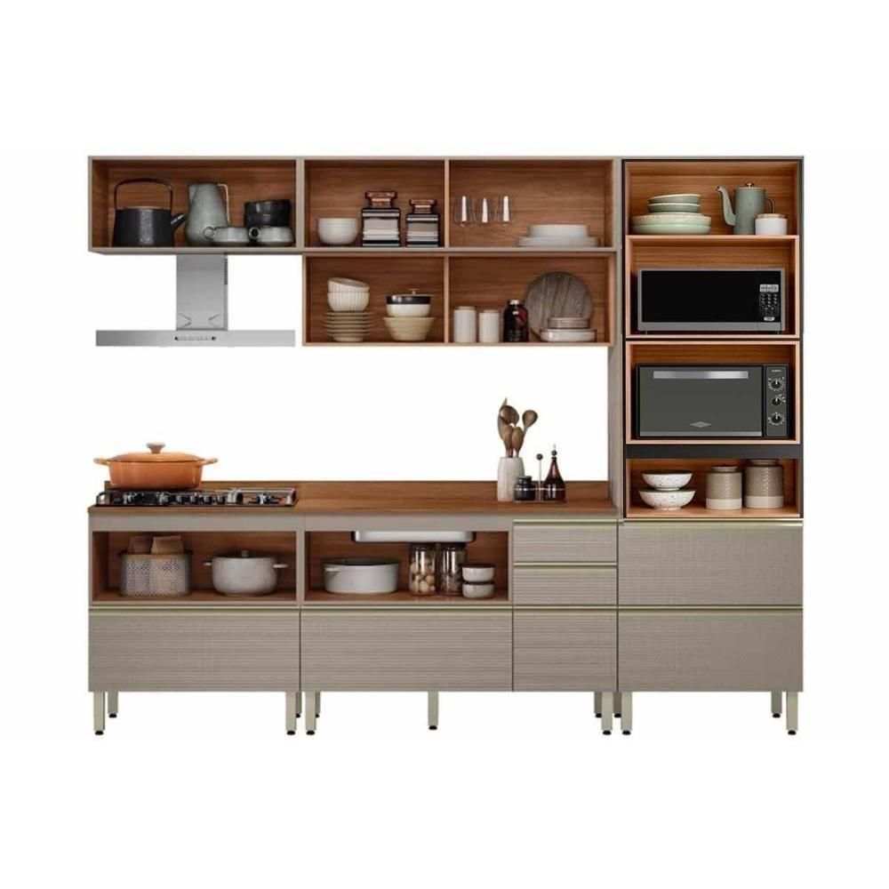 Cozinha Completa Proença 5 Peças (2aéreos+2balcões+1torrequente) C5p126 Nogueira-carbono Prime Tx - Demóbile - 6
