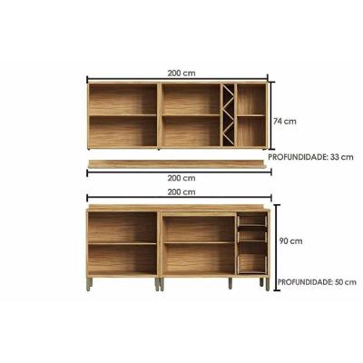 Cozinha Completa Tempranillo 7 Portas 3 Gavetas MDF 120cm Amêndoa e Off White