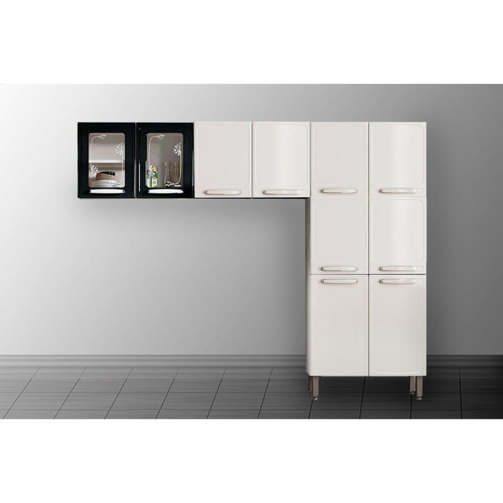 Cozinha Modulada Bertolini Evidence 3 Peças (2aéreos+1paneleiro) Cpt58 Branco-preto-bertolini - 1