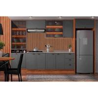 Cozinha Completa Bella 13 Peças (3aéreos+2balcões+1cristaleira+7complementos) C13p2 Nogal-cinza - Carraro - 1