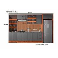 Cozinha Completa Bella 13 Peças (3aéreos+2balcões+1cristaleira+7complementos) C13p2 Nogal-cinza - Carraro - 2