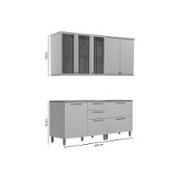 Cozinha Modulada Completa Atena 4 Peças (2balcões+2aéreos) Cp26 Jequitiba-off White Fosco - Linea Brasil