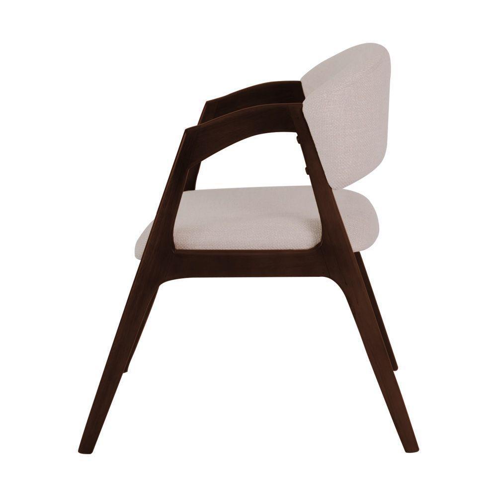 Conjunto Com 4 Cadeiras De Jantar Estofada Gabriela Em Madeira E Mdf Castanho Linho Bege - 6