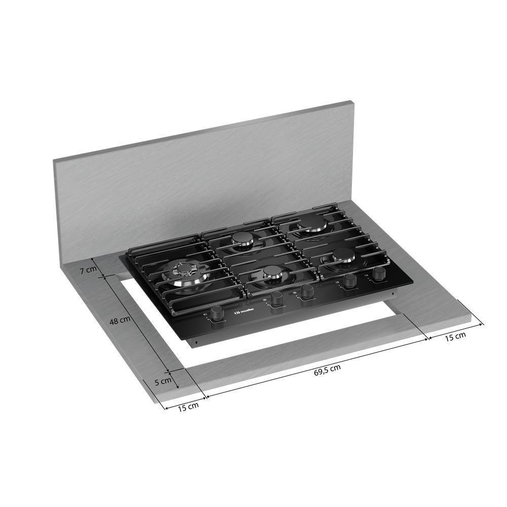Cooktop Mueller 5 Bocas A Gás Com Mesa De Vidro Tripla Chama Preto Mcg5bm Bivolt - 4