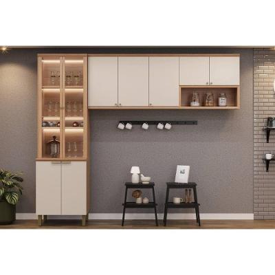 Cozinha Completa Selene 8 Portas MDF 120cm Off White Fosco com Puxadores em Metal