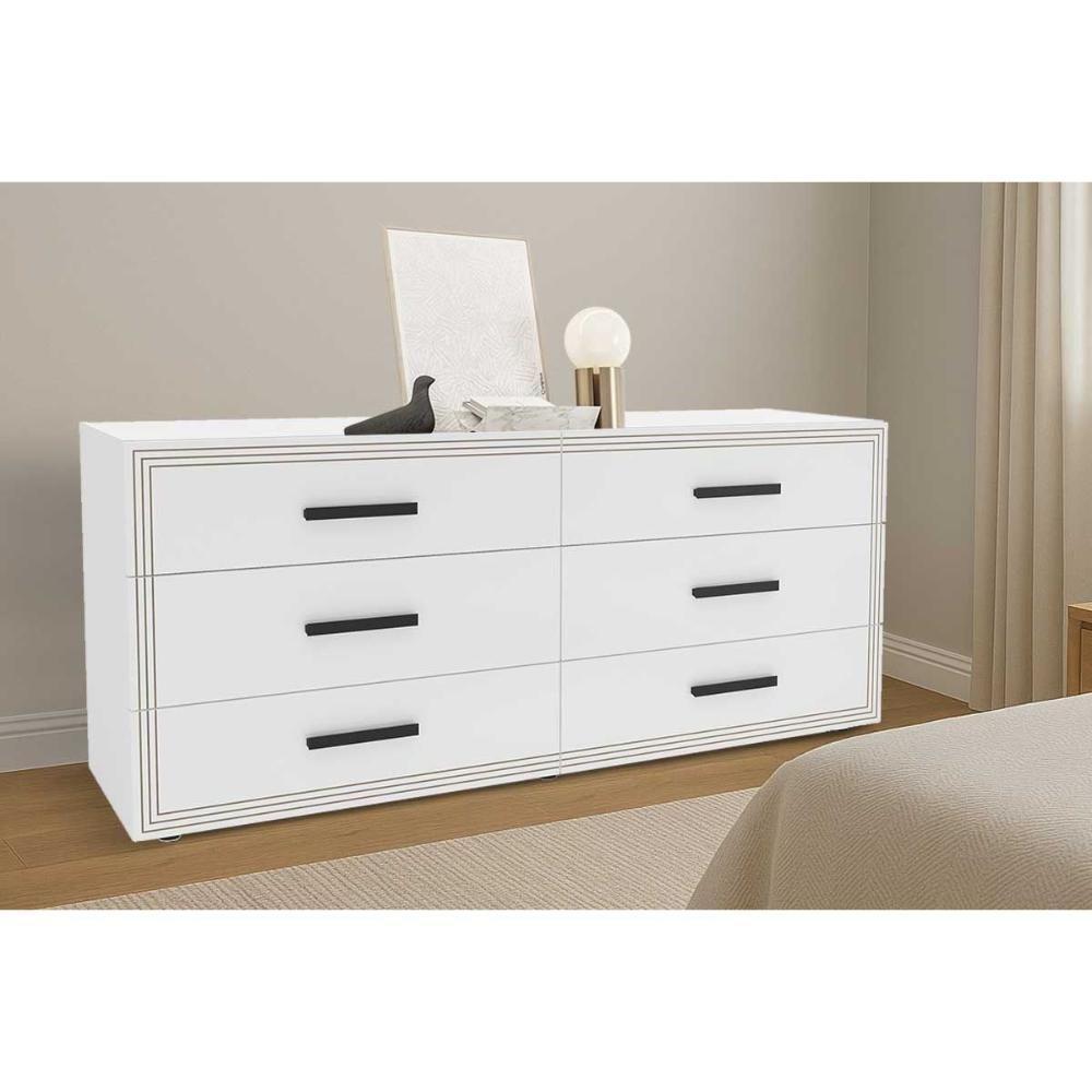 Cômoda Solteiro Valência C- 6 Gavetas Branco - Politorno - 1