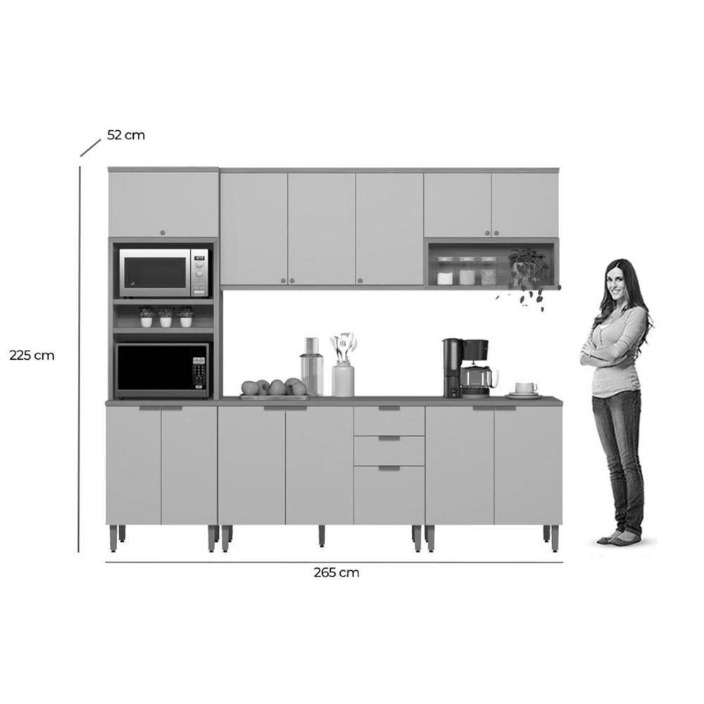 Cozinha Modulada Completa Selene 5 Peças (2aéreos+2balcões+1paneleiro) Cp03 Jequitiba-off White Fosco - Linea Brasil - 9