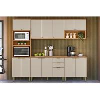 Cozinha Modulada Completa Selene 5 Peças (2aéreos+2balcões+1paneleiro) Cp03 Jequitiba-off White Fosco - Linea Brasil - 1