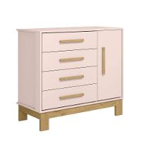 Cômoda Sapateira 1 Porta E 4 Gavetas Q Encanto Slim Qmovi Rosa Acetinado - 2