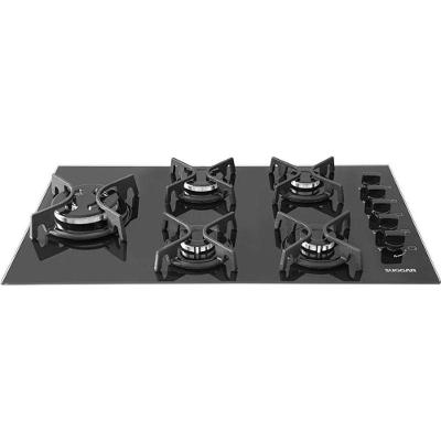 Cooktop a Gás Suggar FG5535FVP 5 Bocas Vidro Temperado Tripla Chama Preto Bivolt