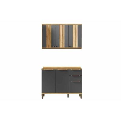 Cozinha Modulada Ronipa Sauvignon Sauvignon 2 Peças (1aéreo+1balcão) C2p62 Amendoa-grafite - Ronipa