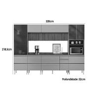 Cozinha Completa Proença 6 Peças (2aéreos+2balcões+1paneleiro+1cristaleira) C6p99 Nogueira-carbono Prime Tx - Demóbile - 3