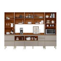 Cozinha Completa Proença 6 Peças (2aéreos+2balcões+1paneleiro+1cristaleira) C6p99 Nogueira-carbono Prime Tx - Demóbile