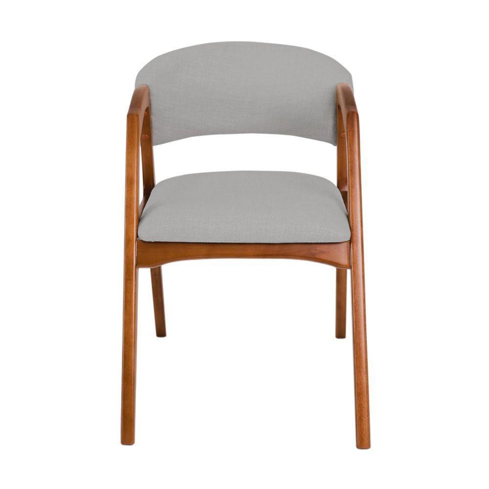 Conjunto Com 8 Cadeiras De Jantar Gabriela Em Madeira E Mdf Cerejeira Linho Cinza Prata - 5
