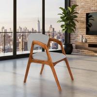 Conjunto Com 8 Cadeiras De Jantar Gabriela Em Madeira E Mdf Cerejeira Linho Cinza Prata - 2