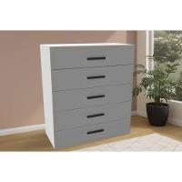 Cômoda Solteiro Valência C- 5 Gavetas Branco-cinza - Politorno - 1