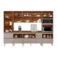 Cozinha Completa Proença 6 Peças (2aéreos+2balcões+1torrequente+1cristaleira) C6p94 Nogueira Touch-nude Prime - Demóbile