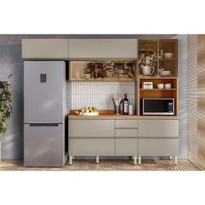 Cozinha Completa Proença 4 Peças (2aéreos+1balcão+1paneleiro) C4p197 Nogueira Touch-nude Prime - Demóbile