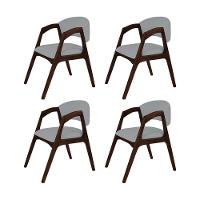 Conjunto Com 4 Cadeiras De Jantar Estofada Gabriela Castanho Linho Cinza - 1