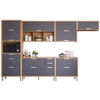 Cozinha Modulada Completa Eloise 6 Peças (3aéreos+2balcões+1paneleiro) Cz026 Freijo-titanium - Mgm - 3