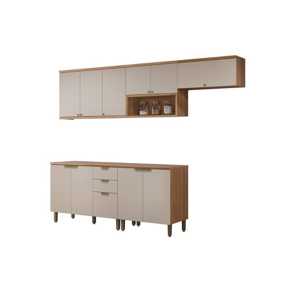 Cozinha Modulada Completa Selene 5 Peças (3aéreos+2balcões) Cp16 Jequitiba-off White Fosco - Linea Brasil - 8