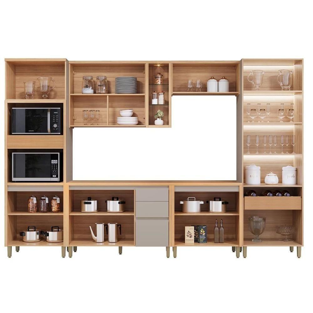 Cozinha Completa Allure 6 Peças (2aéreos+2balcões+1cristaleira+1torrequente) Cp03 Jequitiba-gris Fosco - Linea Brasil - 3