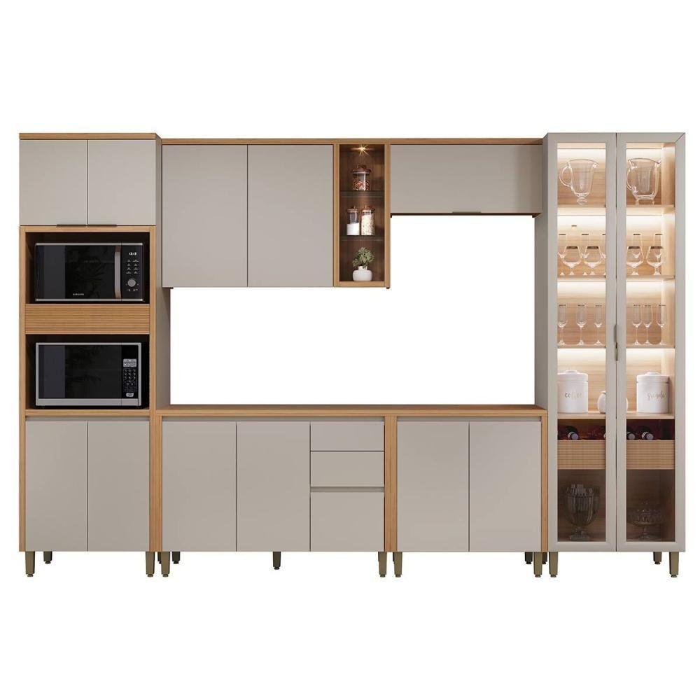 Cozinha Completa Allure 6 Peças (2aéreos+2balcões+1cristaleira+1torrequente) Cp03 Jequitiba-gris Fosco - Linea Brasil - 10