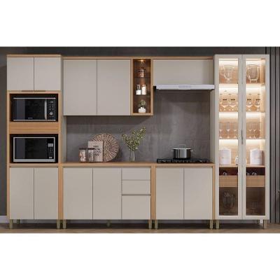 Cozinha Completa Allure 6 Peças (2aéreos+2balcões+1cristaleira+1torrequente) Cp03 Jequitiba-gris Fosco - Linea Brasil