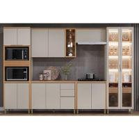Cozinha Completa Allure 6 Peças (2aéreos+2balcões+1cristaleira+1torrequente) Cp03 Jequitiba-gris Fosco - Linea Brasil - 1
