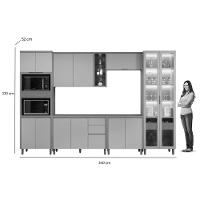 Cozinha Completa Allure 6 Peças (2aéreos+2balcões+1cristaleira+1torrequente) Cp03 Jequitiba-gris Fosco - Linea Brasil