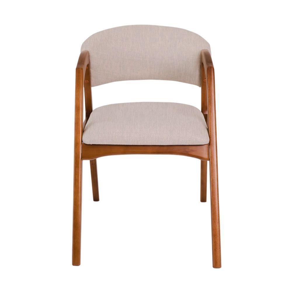 Conjunto Com 8 Cadeiras De Jantar Gabriela Em Madeira E Mdf Cerejeira Linho Bege - 3