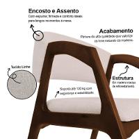 Conjunto Com 8 Cadeiras De Jantar Estofada Gabriela Em Madeira E Mdf Mel Linho Bege - 3