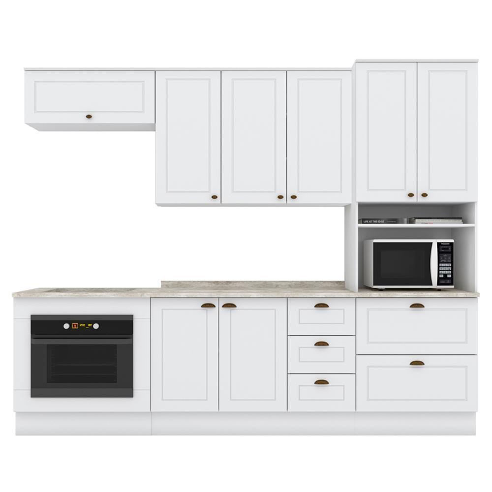 Cozinha Modulada 7 Pecas 272 Cm Ce790 Americana Branco Calcare Henn Branco Calcare - 1