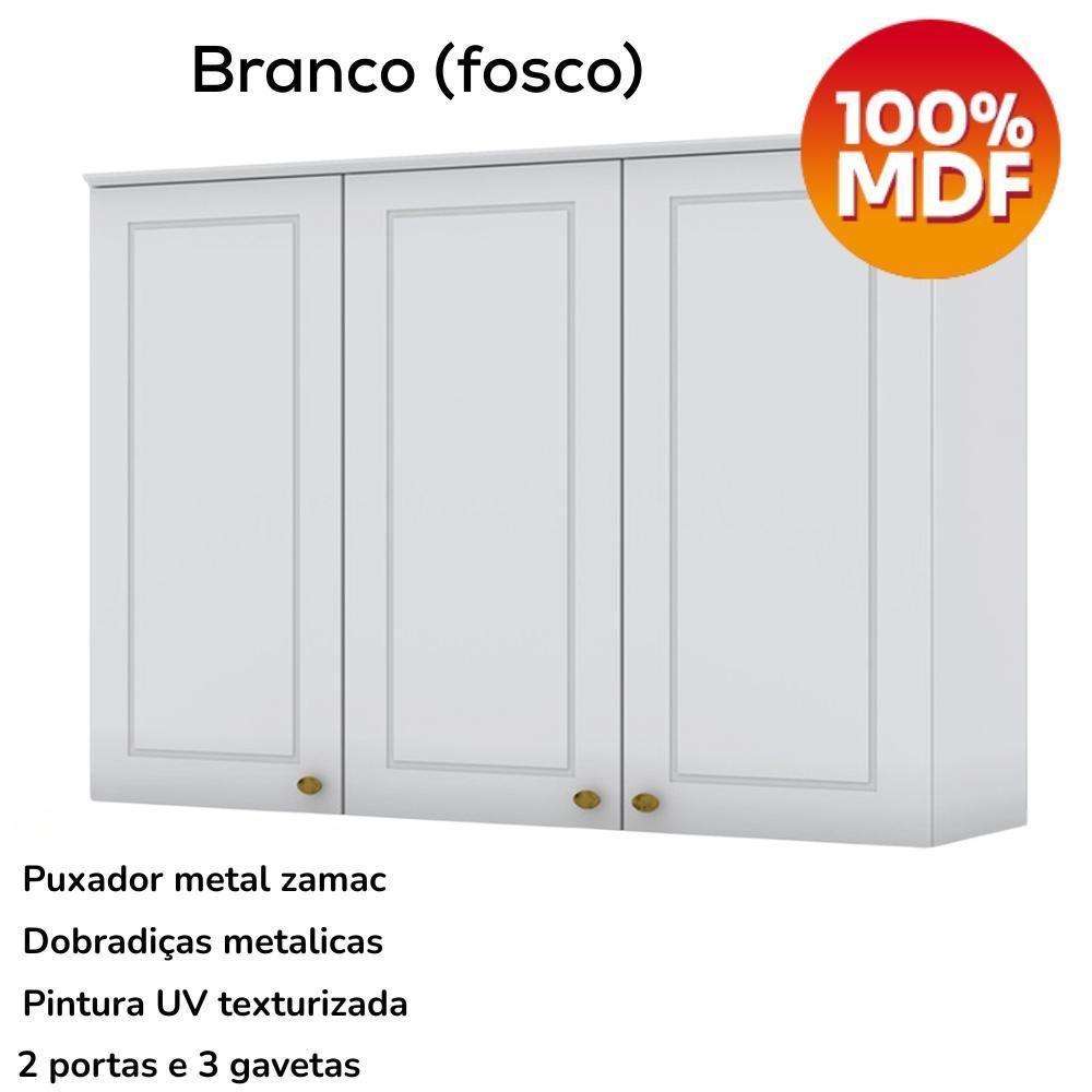 Cozinha Modulada 7 Pecas 272 Cm Ce790 Americana Branco Calcare Henn Branco Calcare - 2