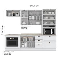 Cozinha Modulada 7 Pecas 272 Cm Ce790 Americana Branco Calcare Henn Branco Calcare - 9