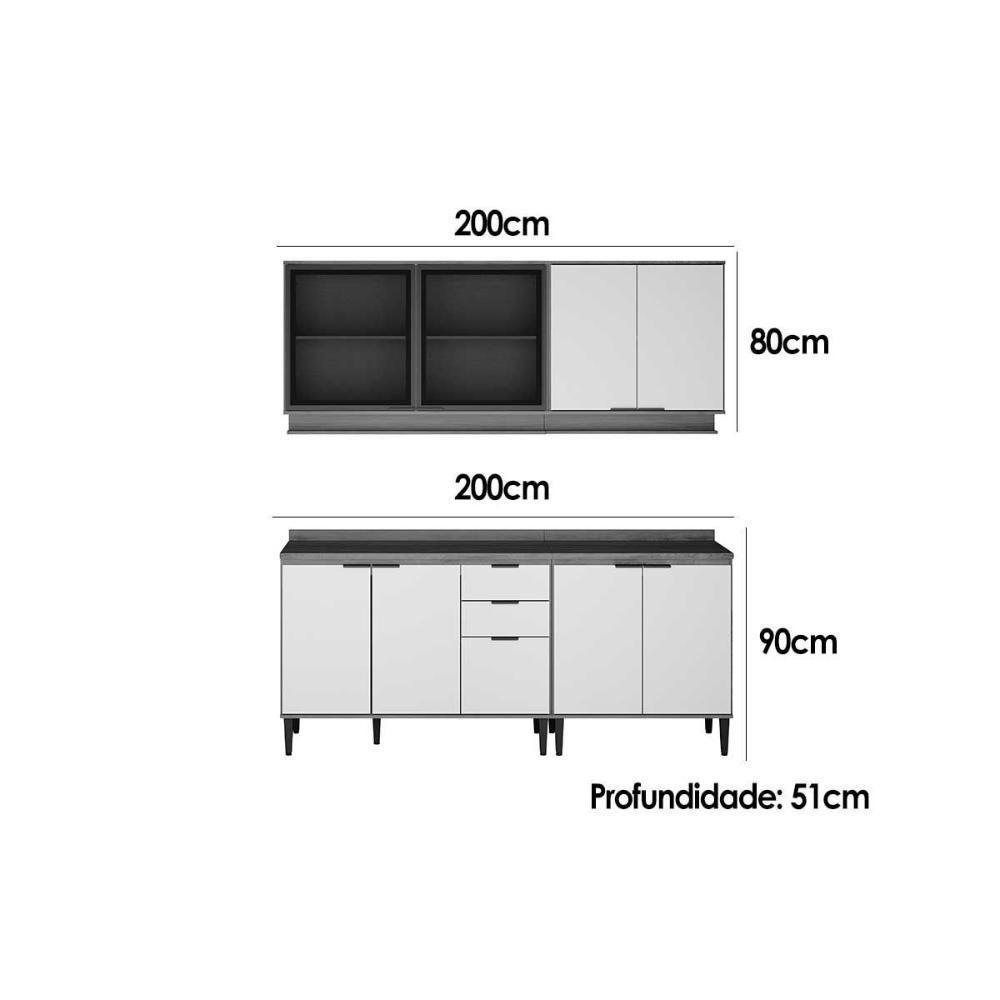 Cozinha Completa Alpha 4 Peças (2aéreos+2balcões) C4p176 Branco - Carraro - 2