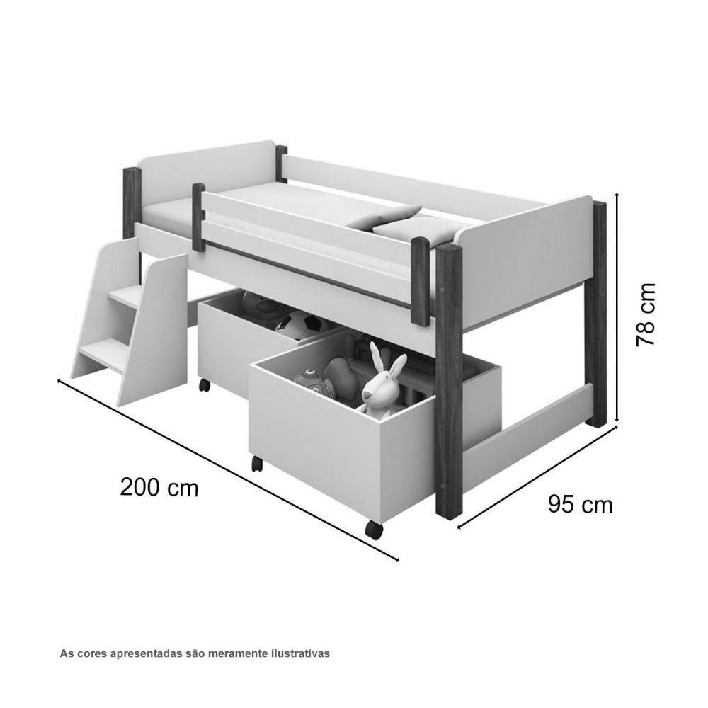 Cama Naty Branco/mel C/ Colchão, 02 Nichos E Escadinha - 2