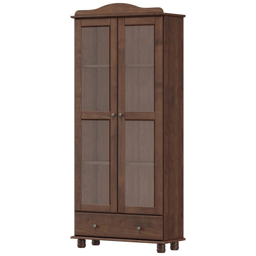 Cristaleira Rústica Para Sala De Jantar Bar 2 Portas 1 Gaveta Lazuli F06 Café - Lyam Decor - 6