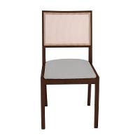 Conjunto Com 4 Cadeiras De Jantar Estofada Suellen Castanho Linho Cinza Prata - 5