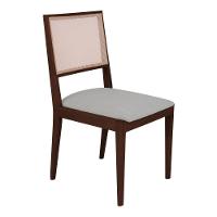 Conjunto Com 4 Cadeiras De Jantar Estofada Suellen Castanho Linho Cinza Prata - 6