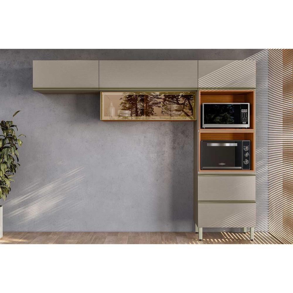 Cozinha Completa Proença 3 Peças (2aéreos+1torrequente) C3p65 Nogueira Touch-nude Prime - Demóbile - 1