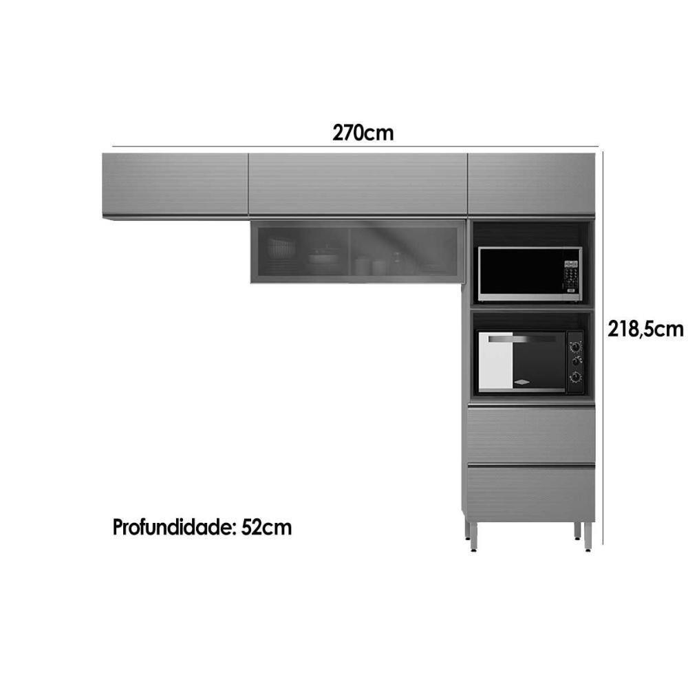 Cozinha Completa Proença 3 Peças (2aéreos+1torrequente) C3p65 Nogueira Touch-nude Prime - Demóbile - 3