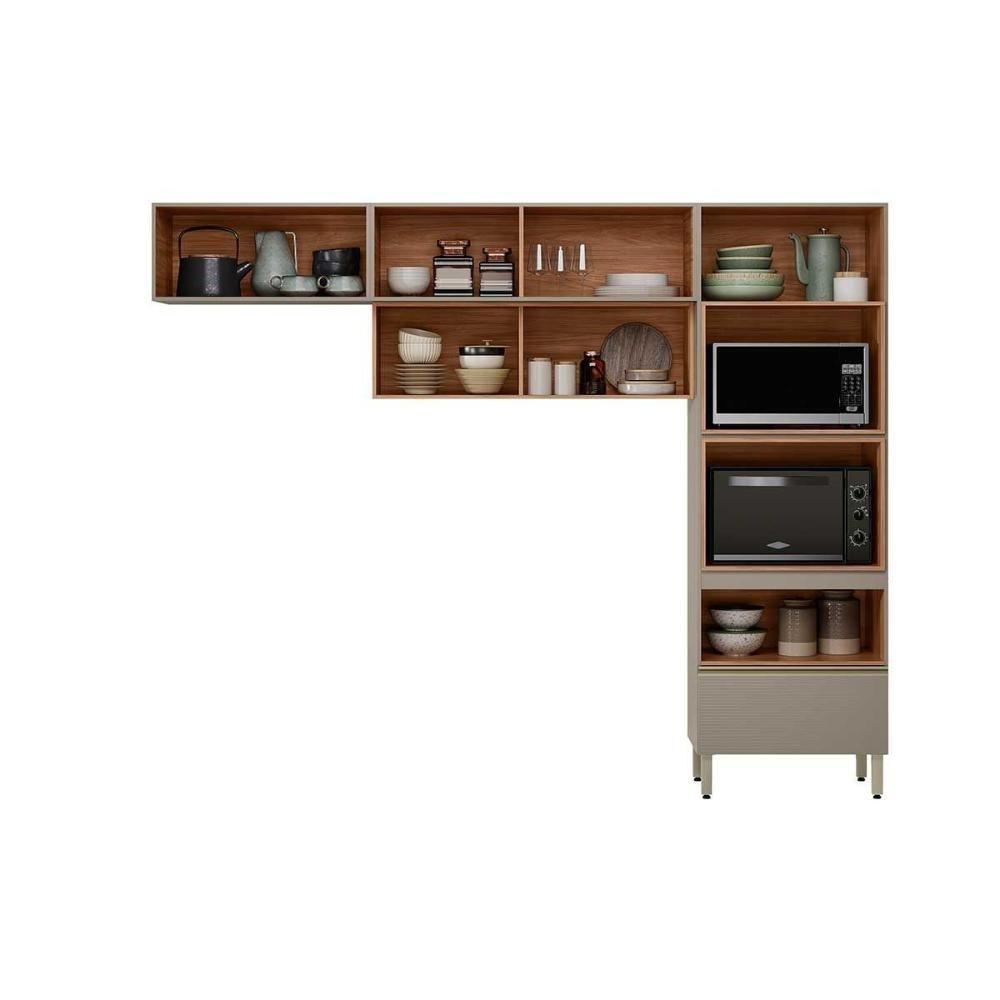 Cozinha Completa Proença 3 Peças (2aéreos+1torrequente) C3p65 Nogueira Touch-nude Prime - Demóbile - 4