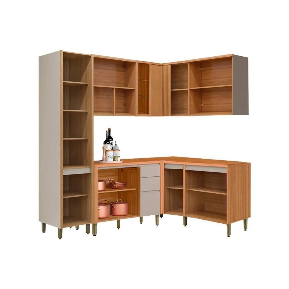 Cozinha Completa Allure 7 Peças (3aéreos+3balcões+1paneleiro) Cp32 Jequitiba-gris Fosco - Linea Brasil - 3