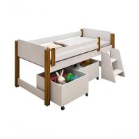 Cama Naty Branco/Mel Com 2 Nichos Adesivadas Filhote Lilas E Escadinha - 2