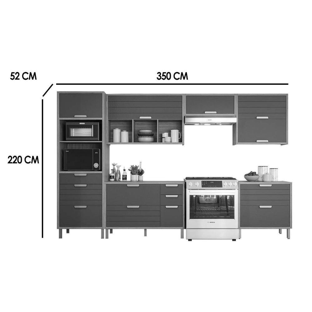 Cozinha Completa Eloise 6 Peças (3aéreos+2balcões+1paneleiro) Cz023 Freijo-titanium - Mgm - 2