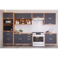 Cozinha Completa Eloise 6 Peças (3aéreos+2balcões+1paneleiro) Cz023 Freijo-titanium - Mgm - 1