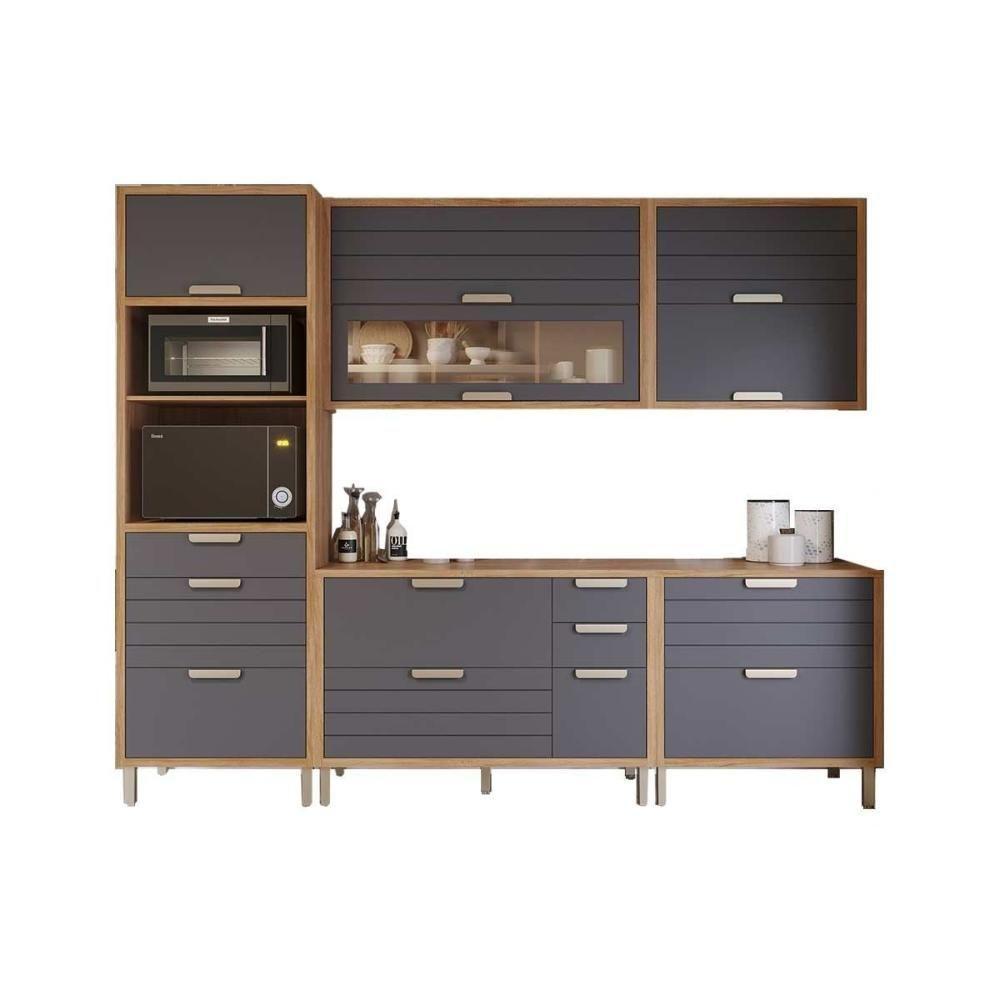 Cozinha Completa Eloise 5 Peças (2aéreos+2balcões+1torrequente) C5p161 Cinamomo-titanium - Mgm - 6