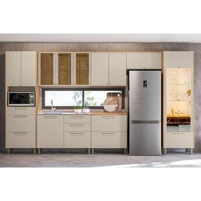 Cozinha Completa Atena 7 Peças (3aéreos+2balcões+1paneleiro+1torrequente) Cp08 Jequitiba-off White Fosco - Linea Brasil