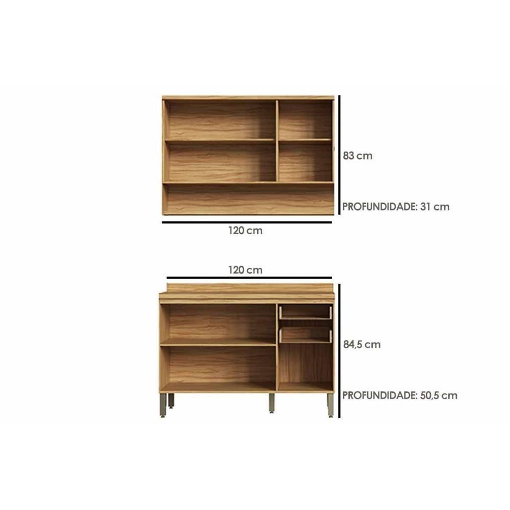 Cozinha Completa Riesling 2 Peças (1aéreo+1balcão) C2p63 Amendoa-off White - Ronipa - 2